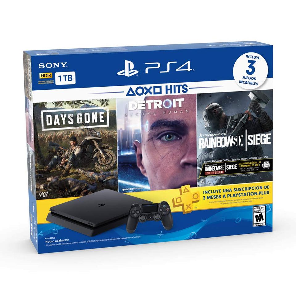 PlayStation 4 Hits 1TB con 3 juegos: Days Gone, Detroit: Become Human, Tom Clancy's Rainbow Six: Siege - Bundle Edition
