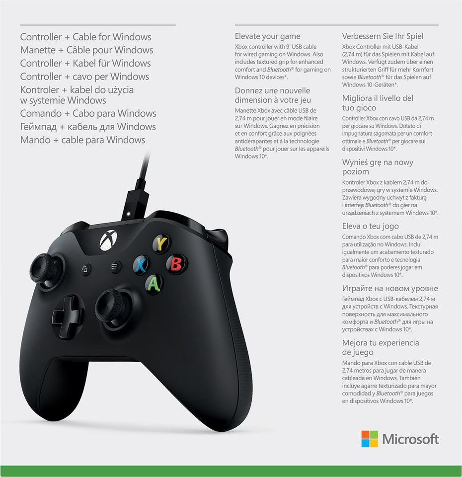 Microsoft 4N6-00001 Xbox Controller + Cable for Windows